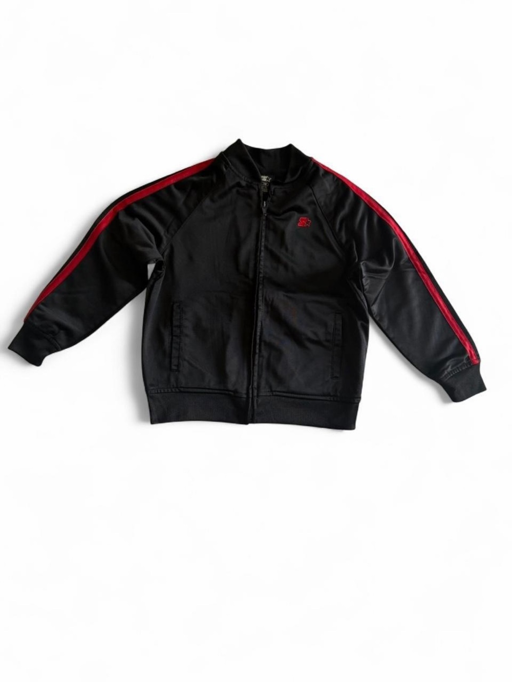 STARTER Youth Full-Zip Track Jacket Black Red Size XS (4-5)